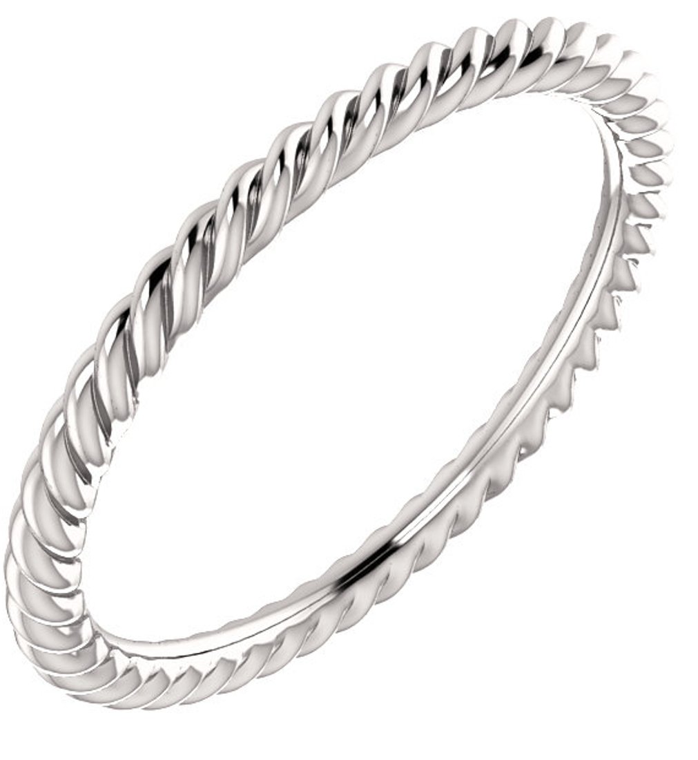 Skinny Rope Comfort Fit Band, Rhodium-Plated 10k White Gold