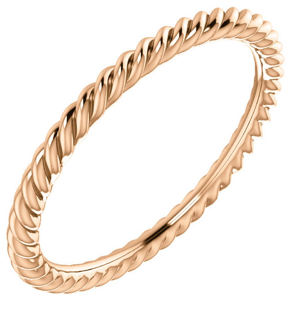 Skinny Rope Comfort Fit Band, 10k Rose Gold