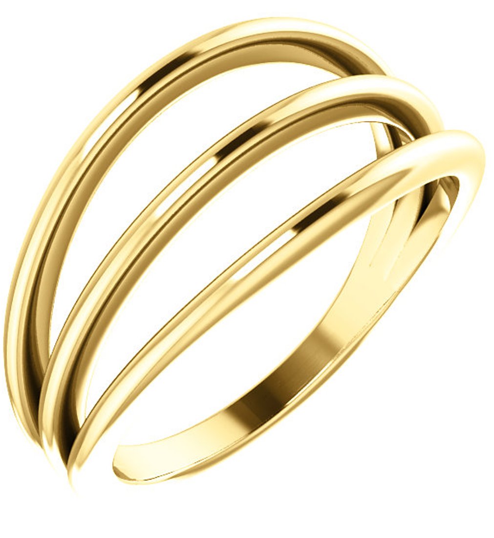 3 Row Negative Space Ring, 14k Yellow Gold 