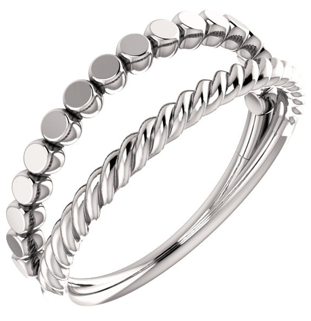 Twin Stackable Ring, Rhodium-Plated 14k White Gold 