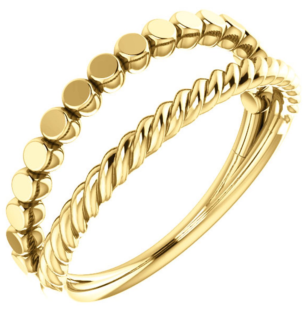 Twin Stackable Ring, 14k Yellow Gold