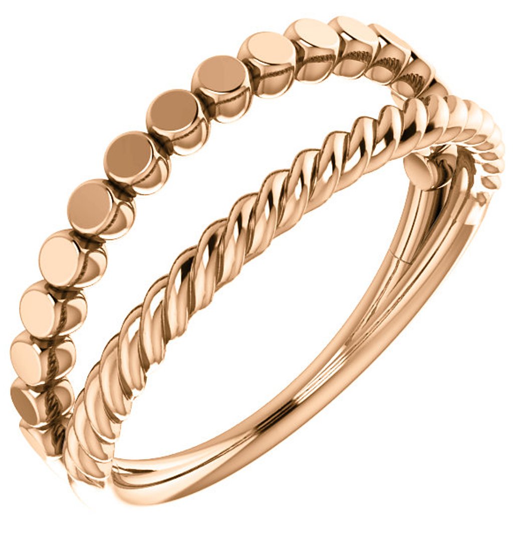 Twin Stackable Ring, 14k Rose Gold 