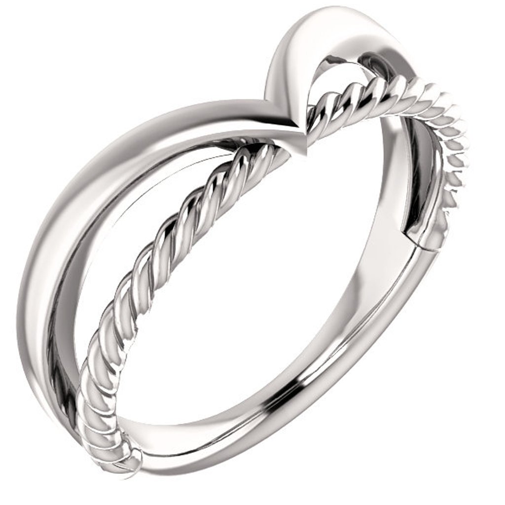 Negative Space Rope Ring, Rhodium-Plated 14k White Gold