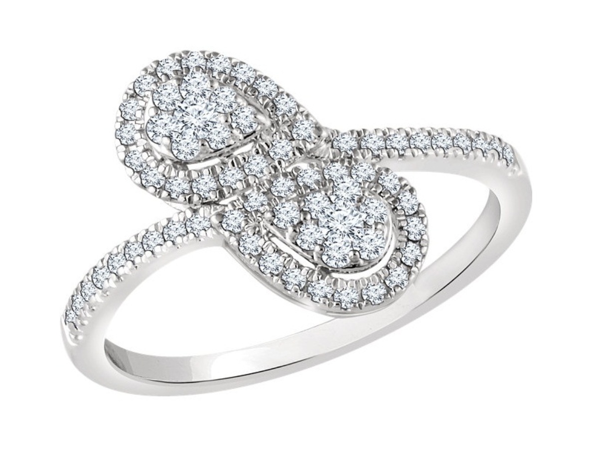 Diamond Double Pear Cluster Ring
