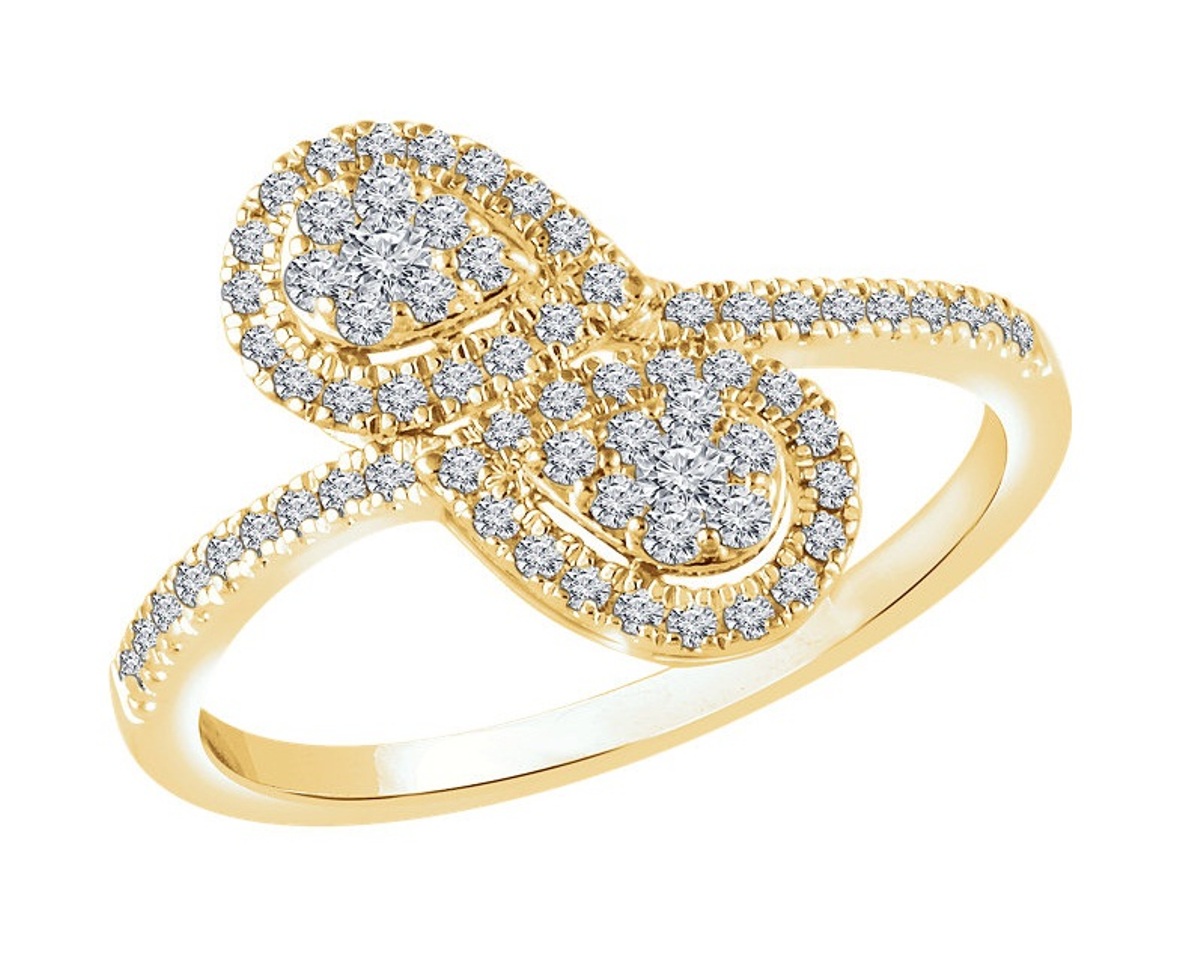 Diamond Double Pear Cluster Ring