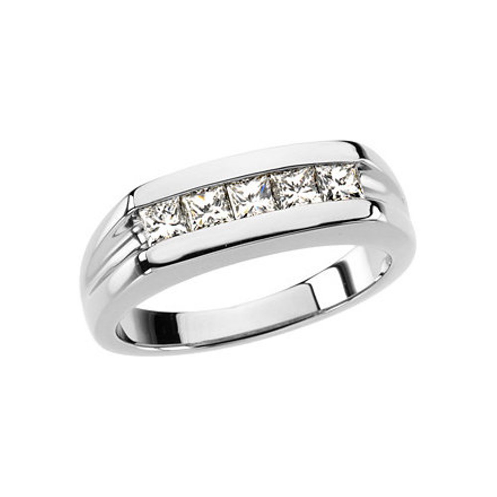 Platinum Men's Princess Diamond Five-Stone Ring 