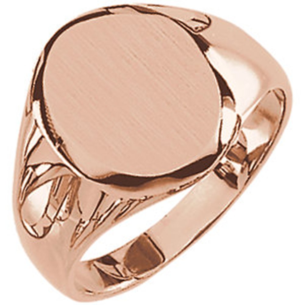 10K Rose 13.25x10.75mm Men's Closed Back Signet Ring