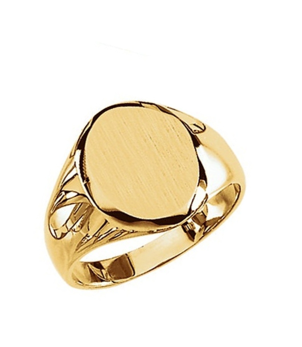 Men's Closed Back Brushed Oval Signet Ring