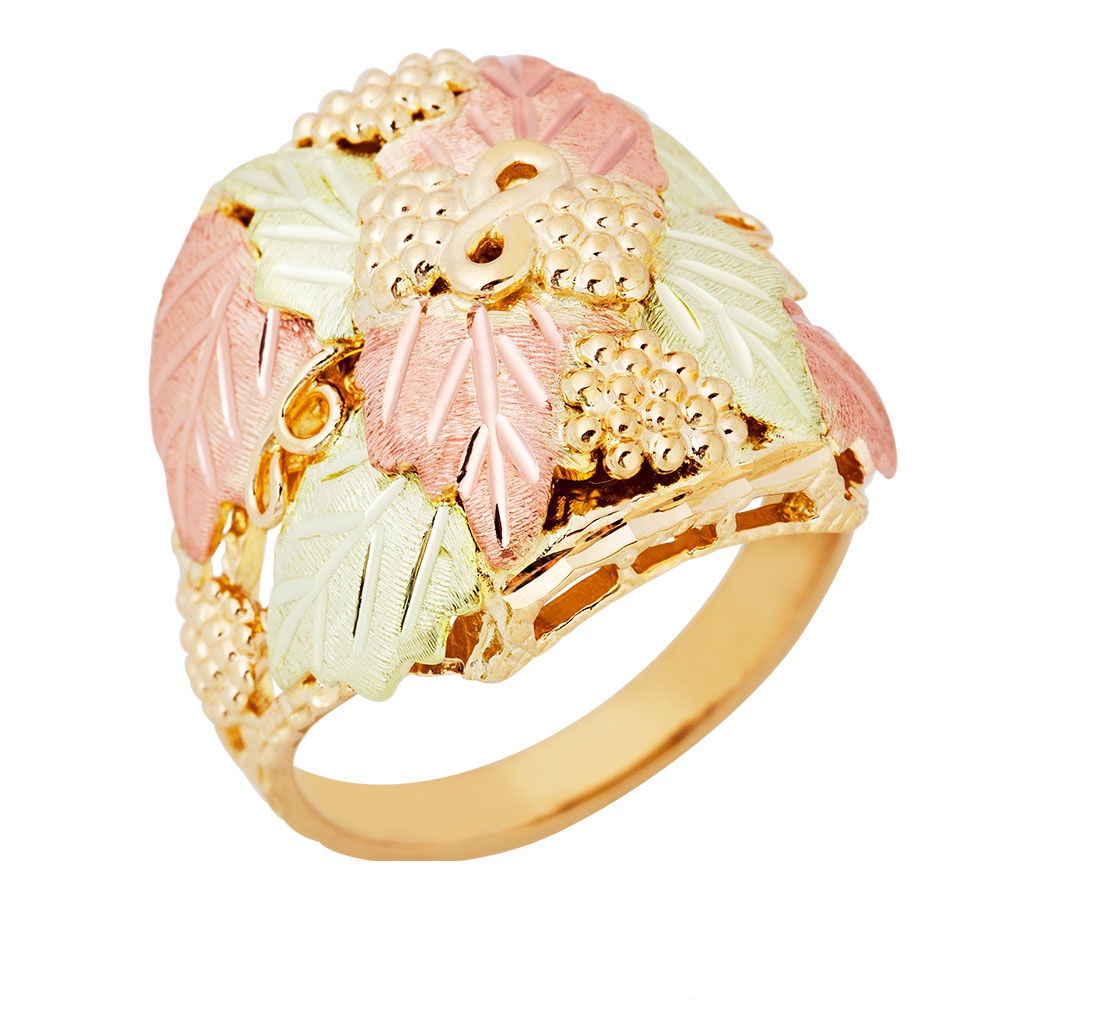 10k Yellow Gold Leaves and Grapes Ring