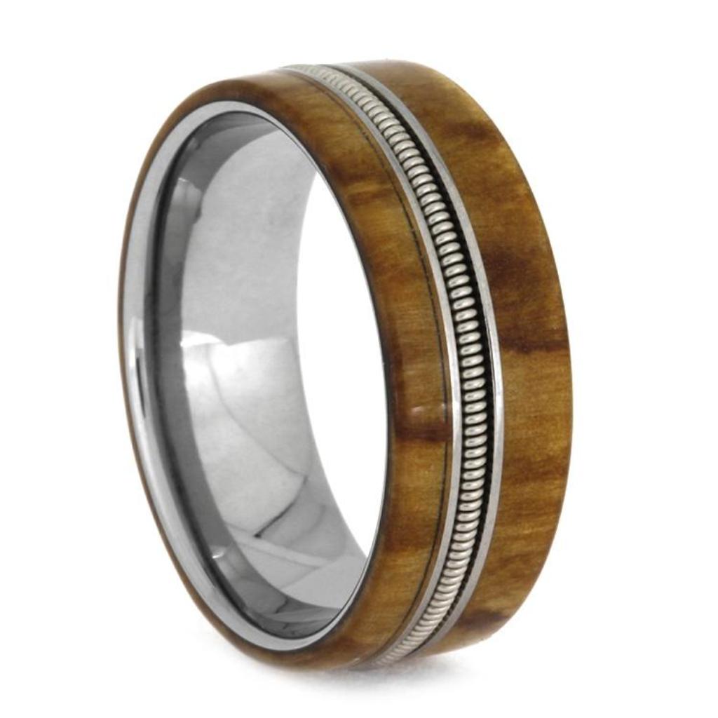 Rowan Wood Guitar String 8mm Titanium Comfort-Fit Ring