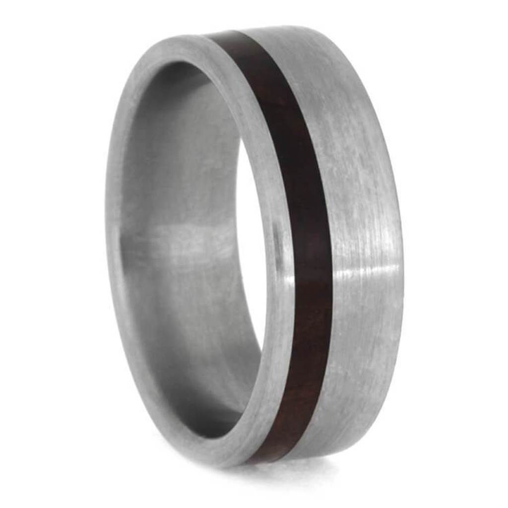 Purple Heart Wood 7mm Brushed Titanium Comfort-Fit Ring