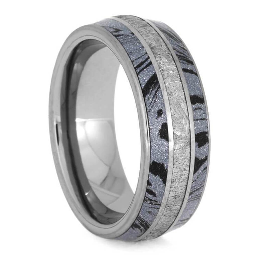 Cobaltium Mokume Gibeon Meteorite Titanium 8mm Comfort-Fit Tungsten Sleeve Band