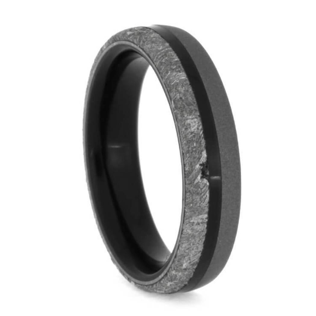 Gibeon Meteorite Titanium 5mm Comfort-Fit African Blackwood Sleeve Band