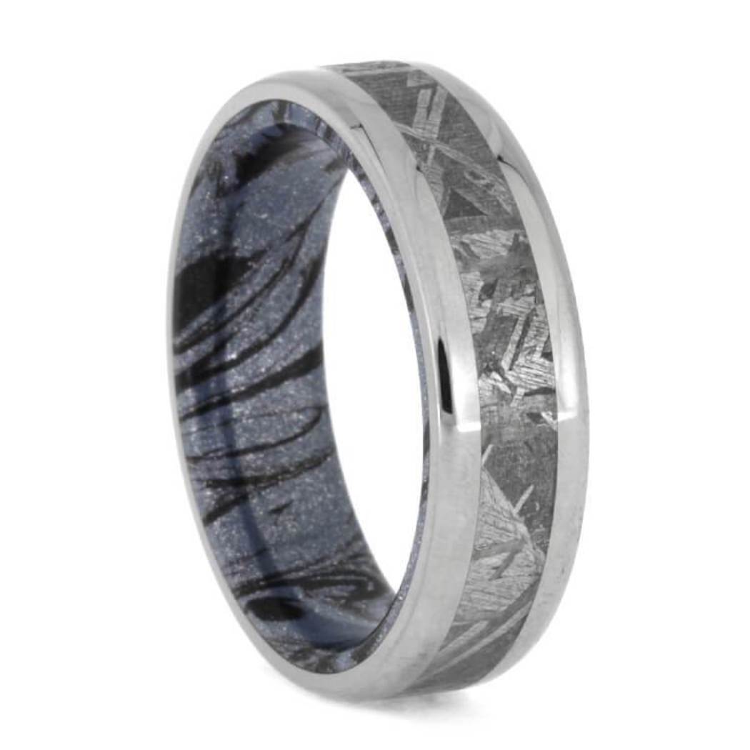 Gibeon Meteorite Titanium 6mm Comfort-Fit Cobaltium Mokume Sleeve Ring