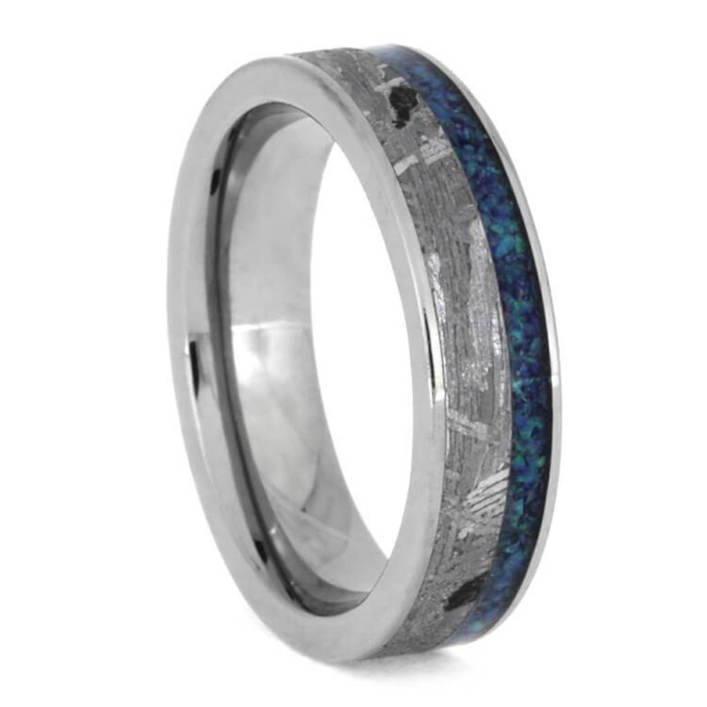 Synthetic Opal Gibeon Meteorite 5mm Titanium Comfort-Fit Ring