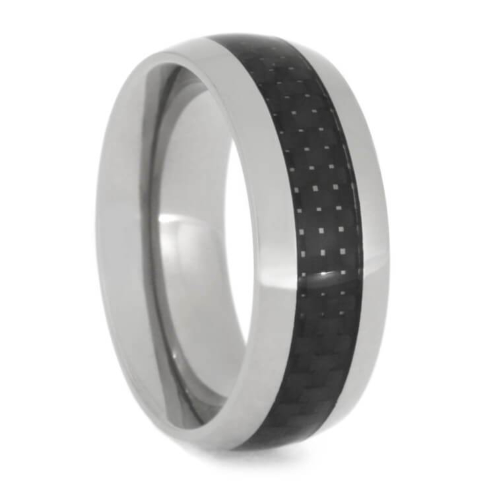 Carbon Fiber 8mm Titanium Comfort-Fit Wedding Band 