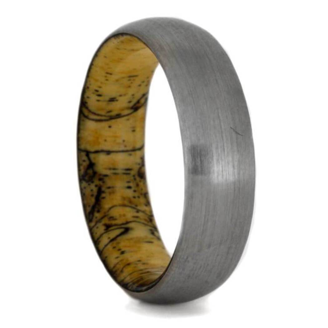 Brushed Titanium 7mm Comfort-Fit Tamarind Wood Sleeve Ring