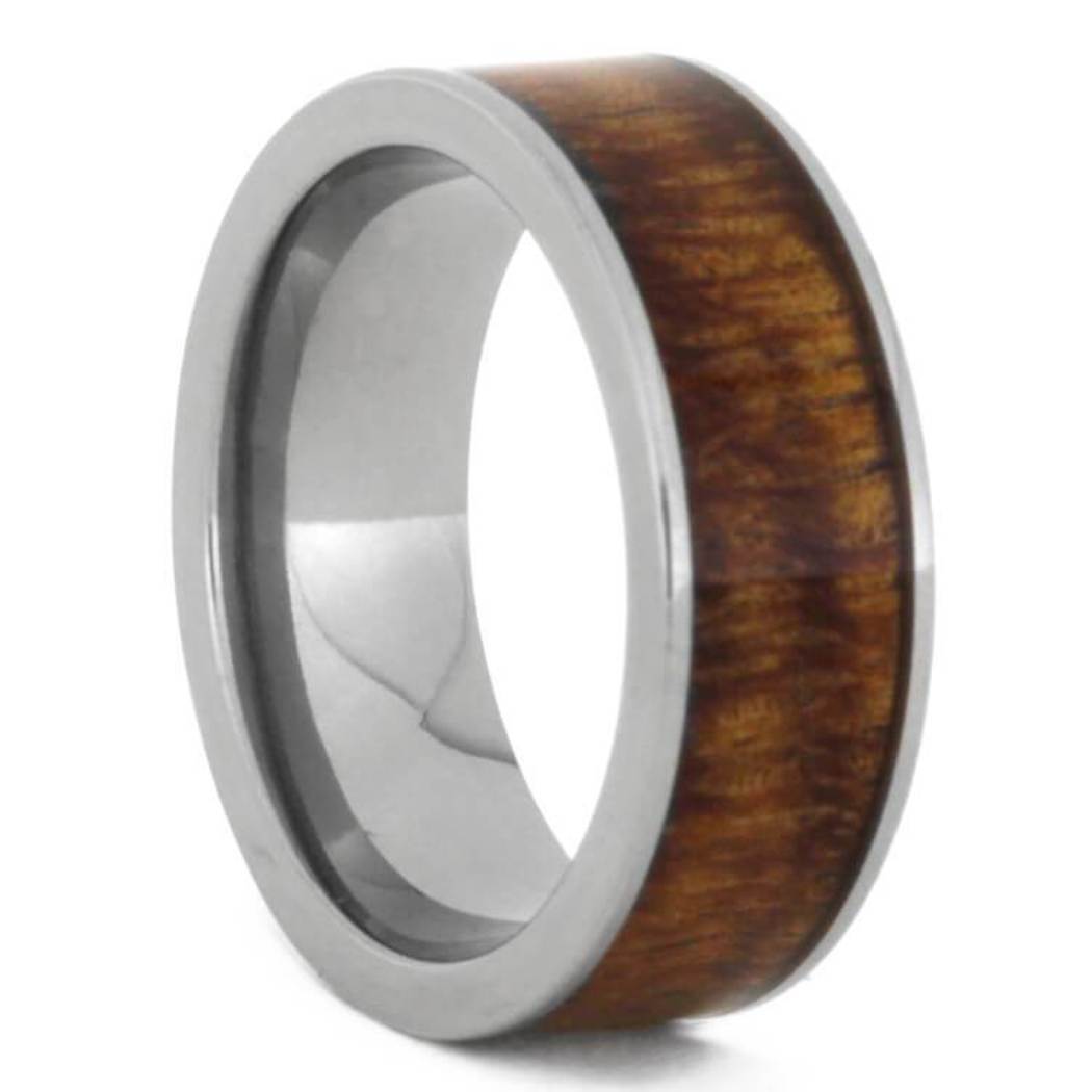 Koa Wood 8mm Titanium Comfort-Fit Ring