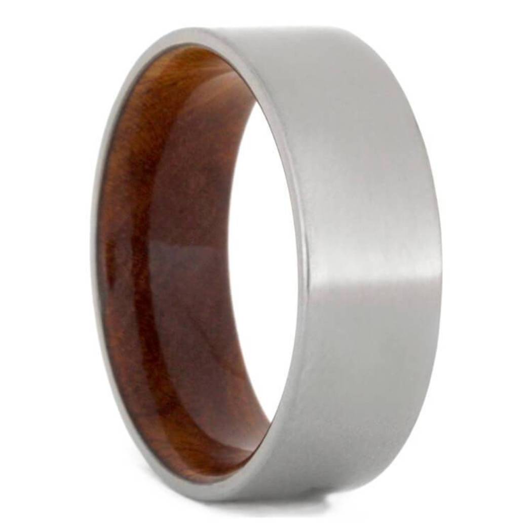 Sindora Wood 8mm Matte Titanium Comfort-Fit Wedding Band