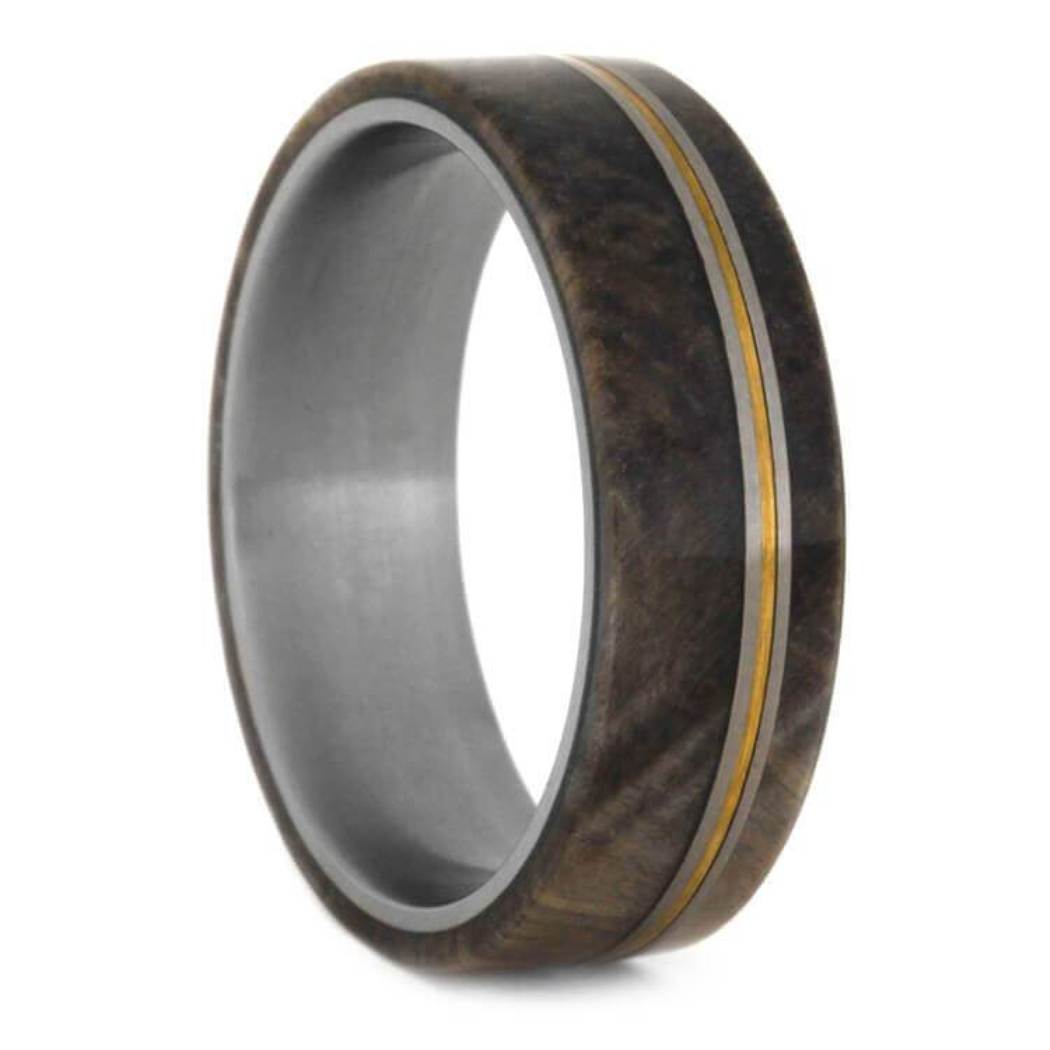 Buckeye Burl Wood Bronze 8mm Matte Titanium Comfort-Fit Wedding Band