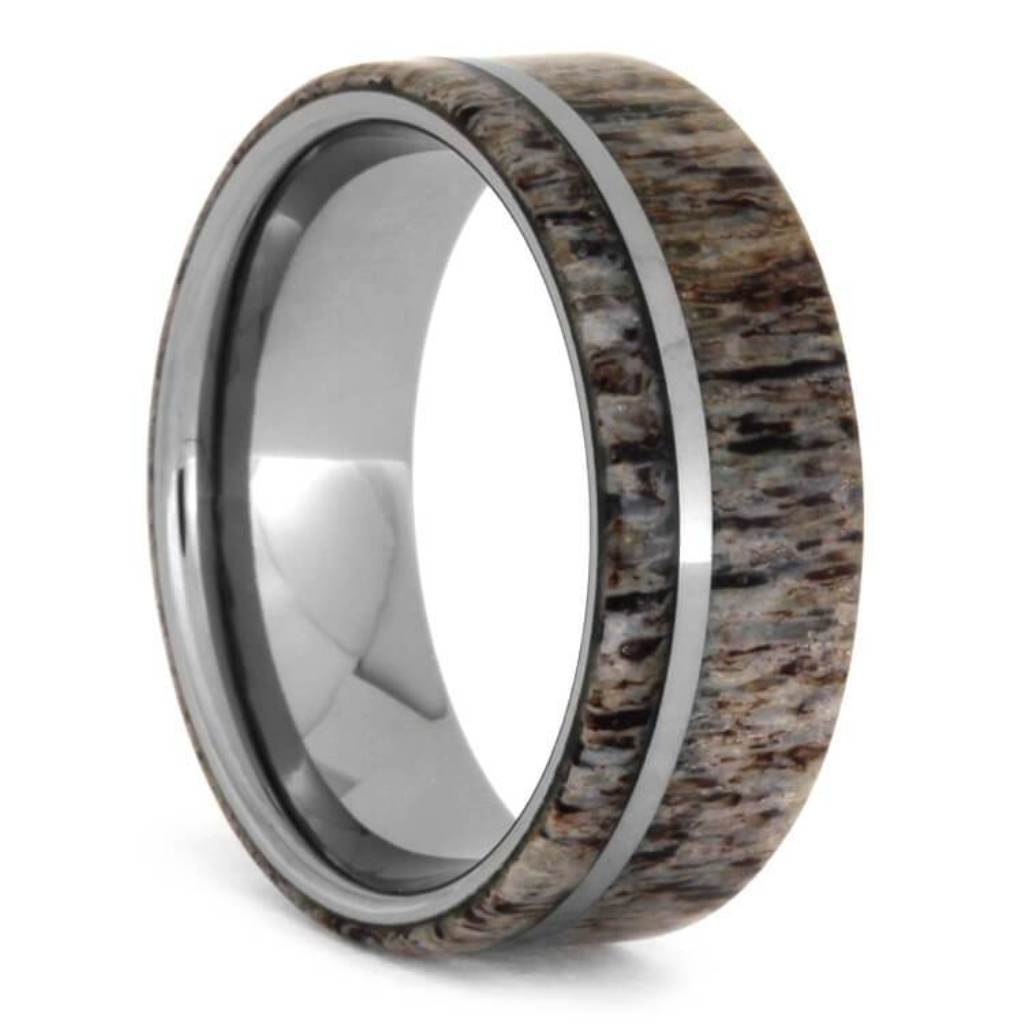 Deer Antler Tungsten Wedding Band