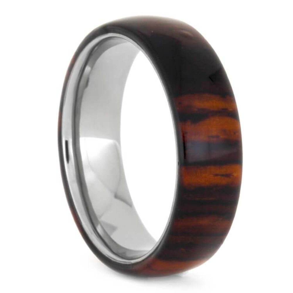 Cocobolo Wood 6mm Titanium Comfort-Fit Wedding Band