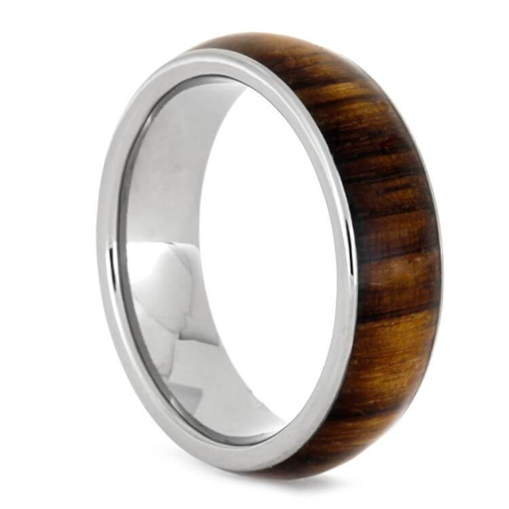 Bocote Wood 7mm Titanium Comfort-Fit Ring