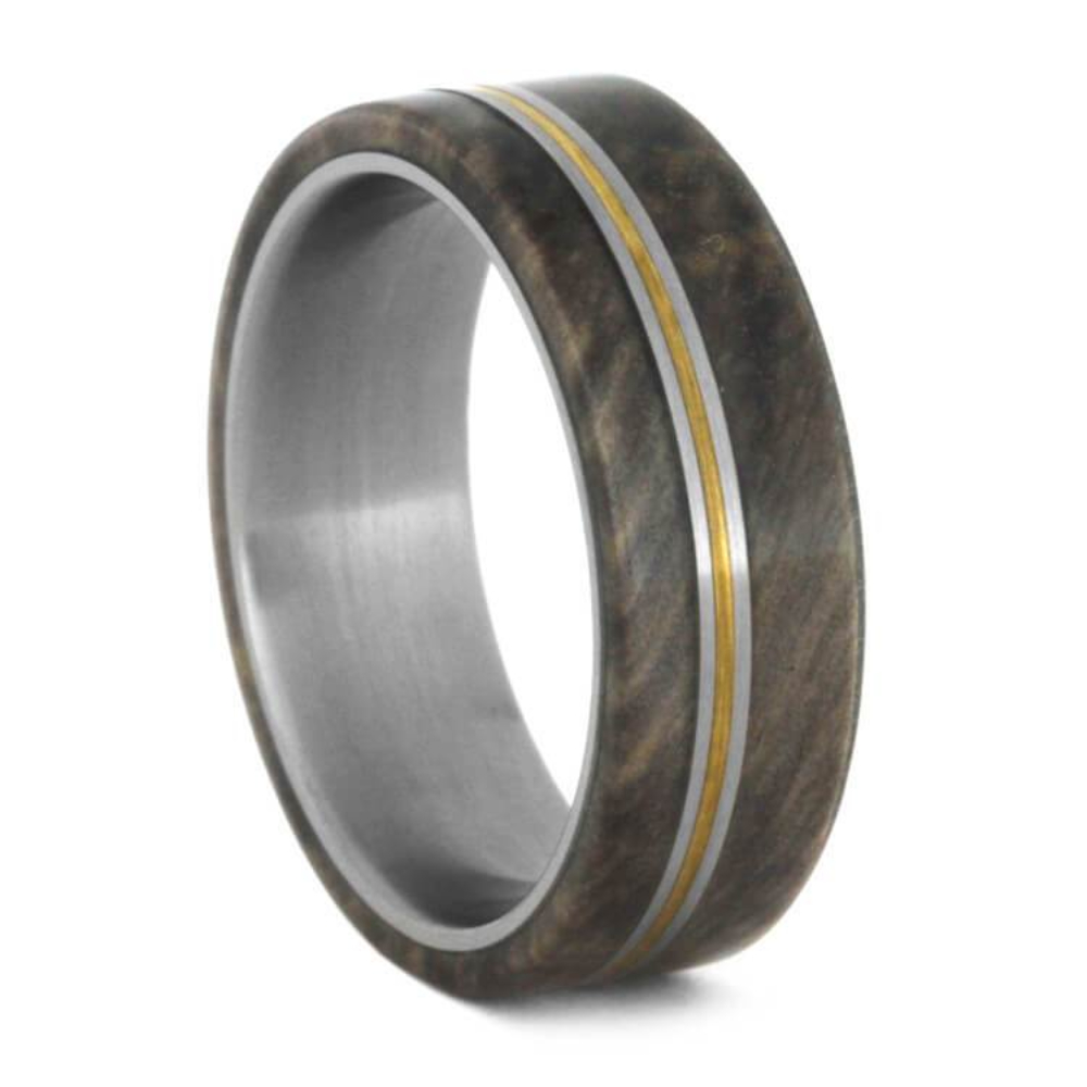 Buckeye Burl Bronze 7mm Matte Titanium Comfort-Fit Wedding Band 