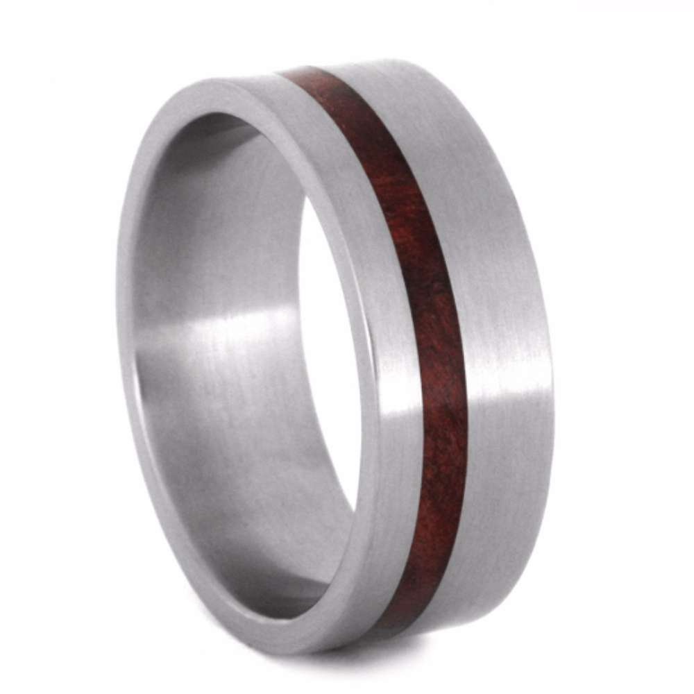 Ruby Redwood 8mm Matte Titanium Comfort-Fit Wedding Band 