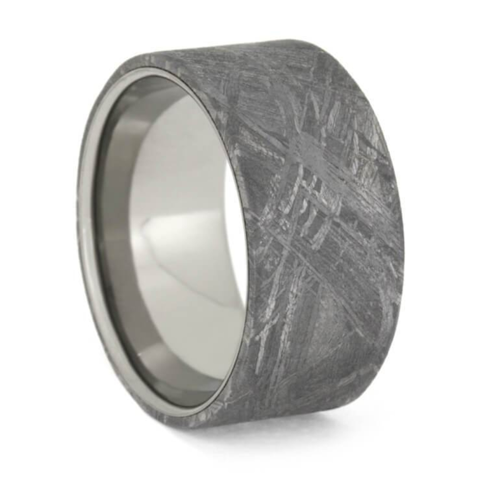 Gibeon Meteorite Dinosaur Bone 8mm Sandblasted Titanium Comfort-Fit Wedding Band