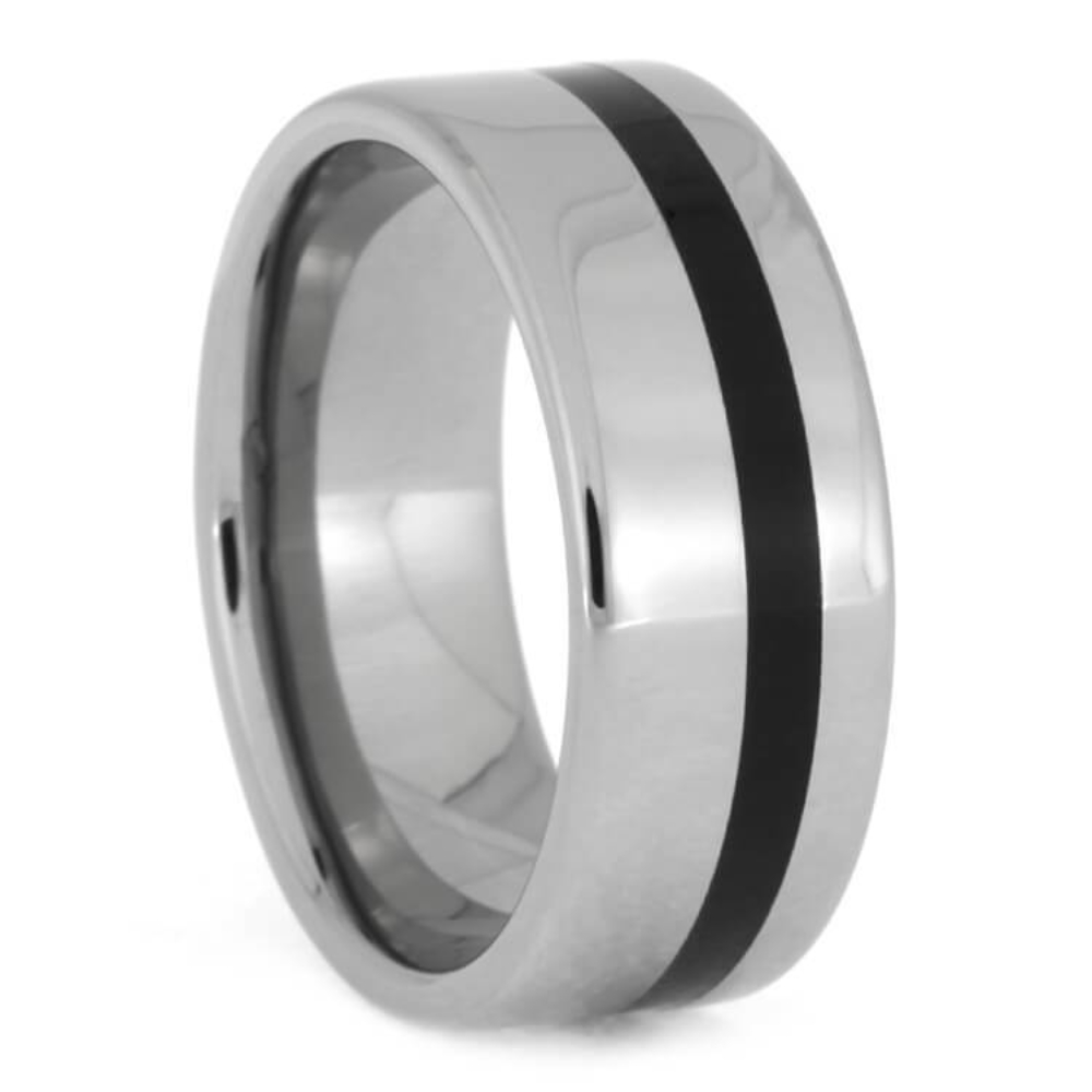 African Blackwood 8mm Matte Titanium Comfort-Fit Wedding Band 