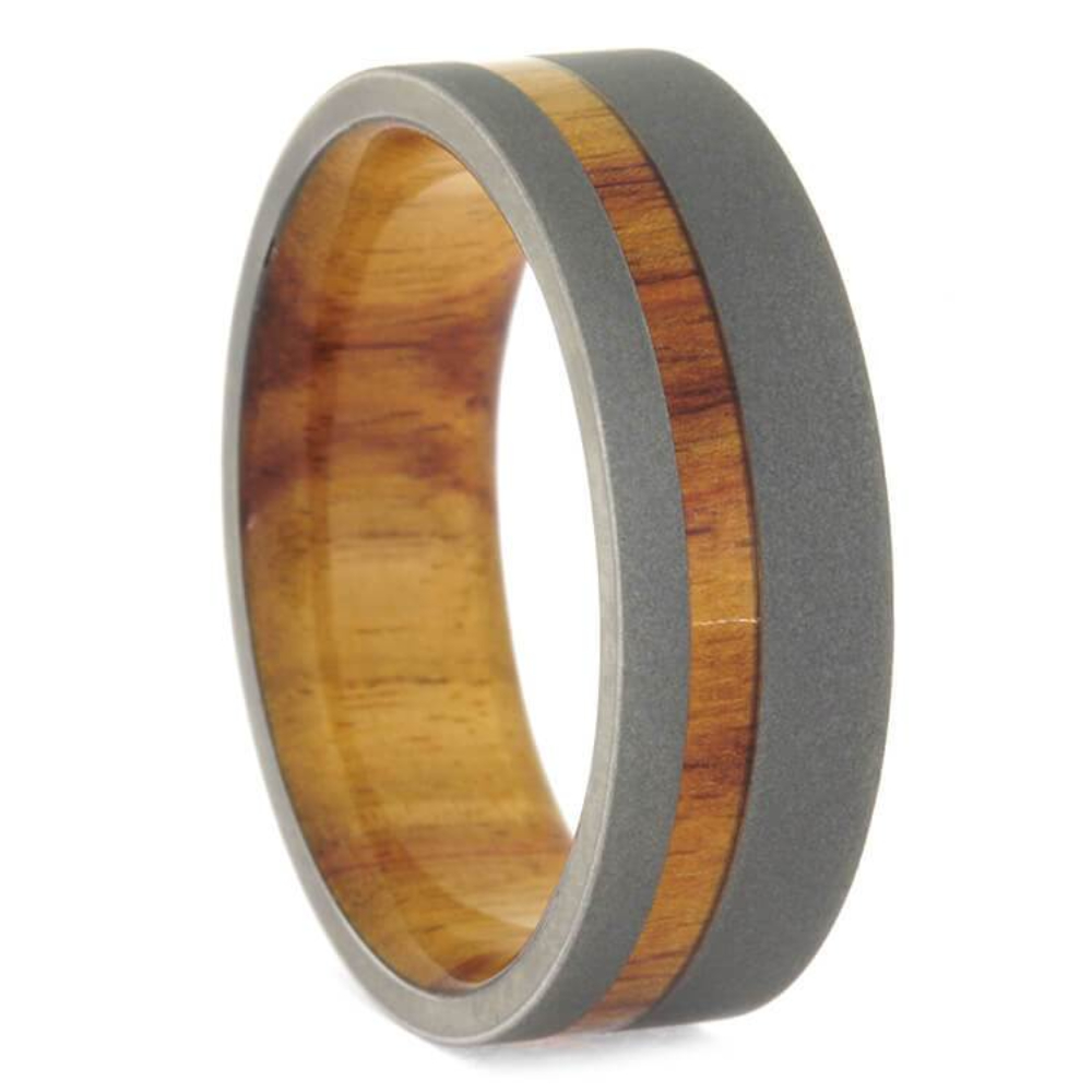 Tulip Wood Titanium 8mm Comfort-Fit Tulipwood Sleeve Band 