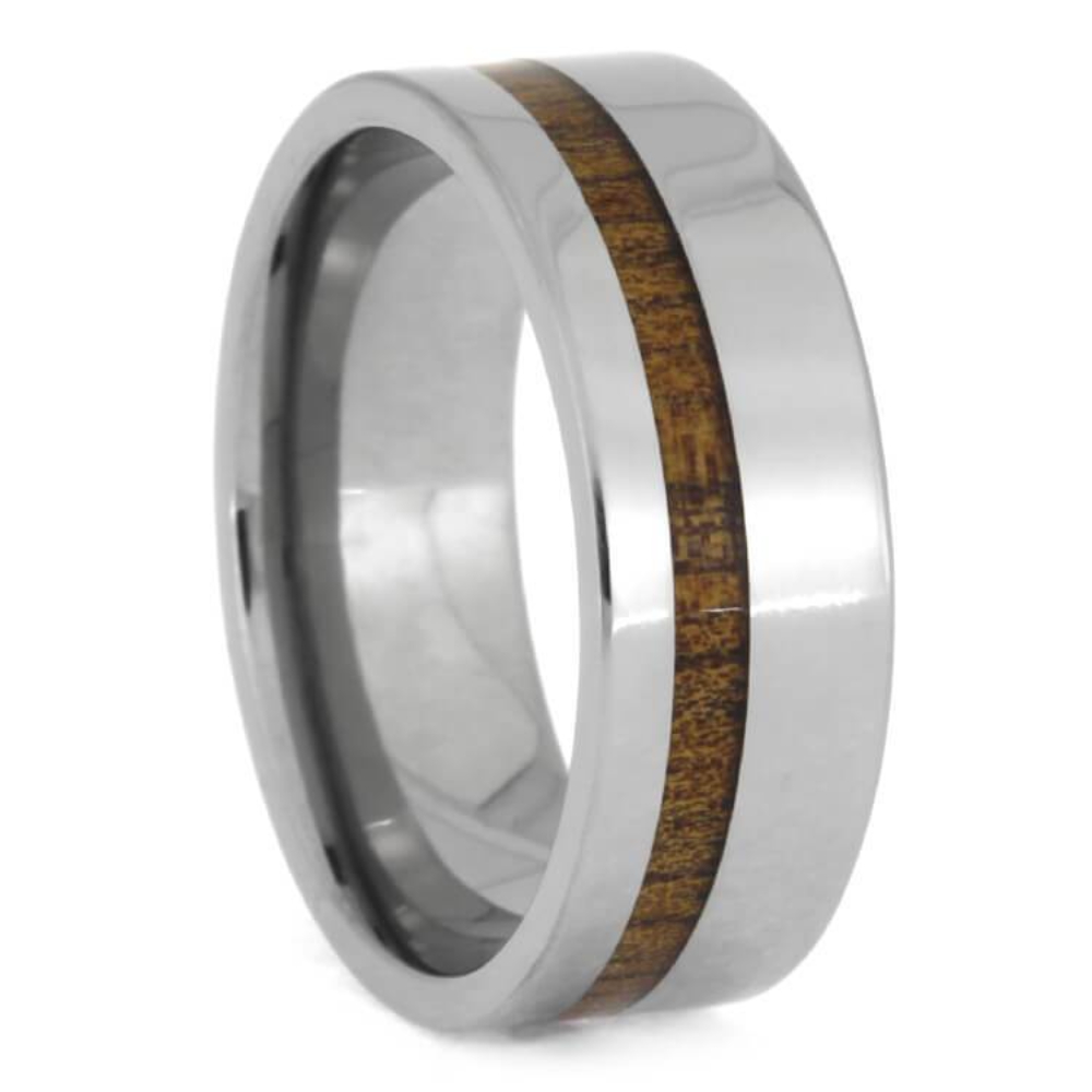 Koa Wood 8mm Titanium Comfort-Fit Wedding Band 