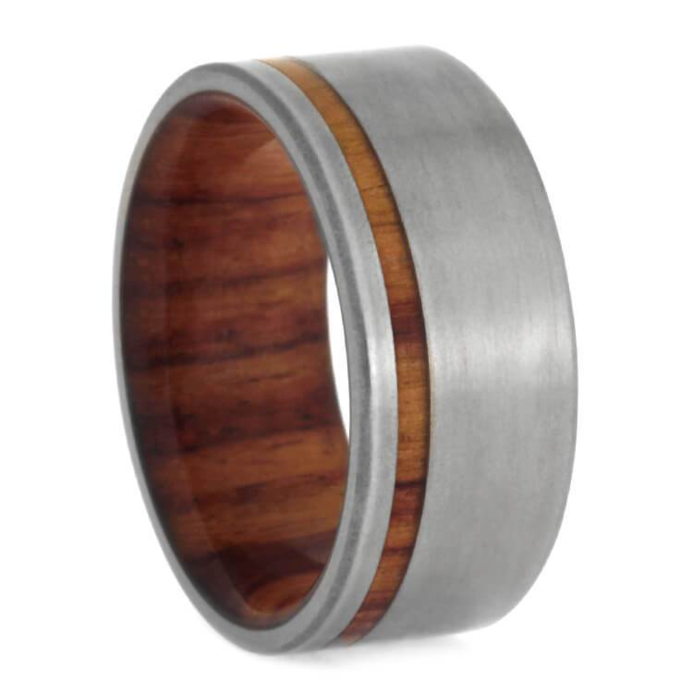 Tulip Wood Titanium 9mm Comfort-Fit Tulipwood Sleeve Band 