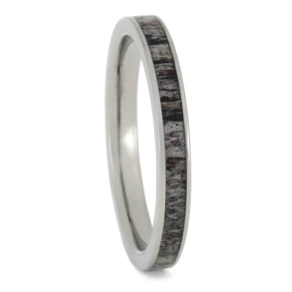 Deer Antler 3mm Titanium Comfort-Fit Wedding Band 