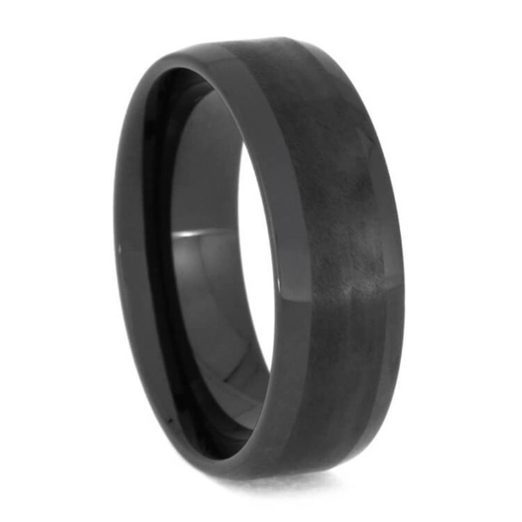 Black Tungsten Wedding Band With Dual Ring Finishes