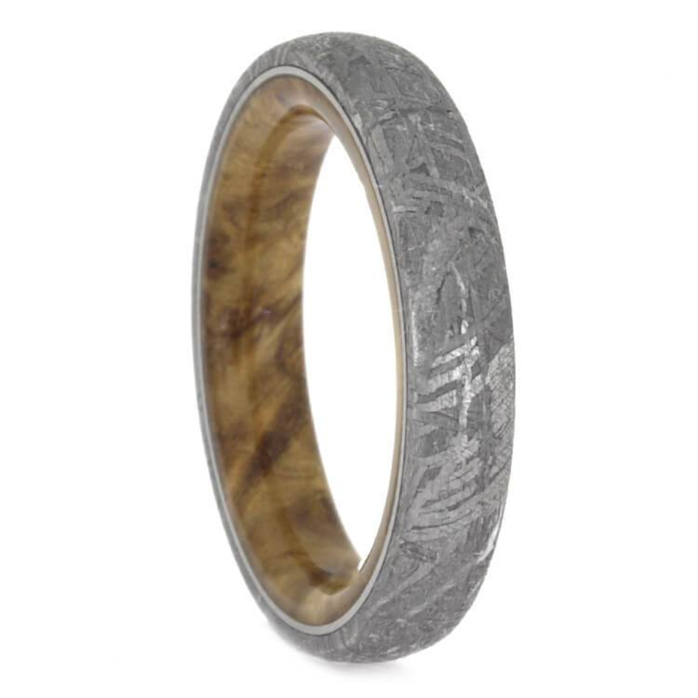 Gibeon Meteorite 4mm Comfort-Fit Black Ash Burl Wood Sleeve Band 