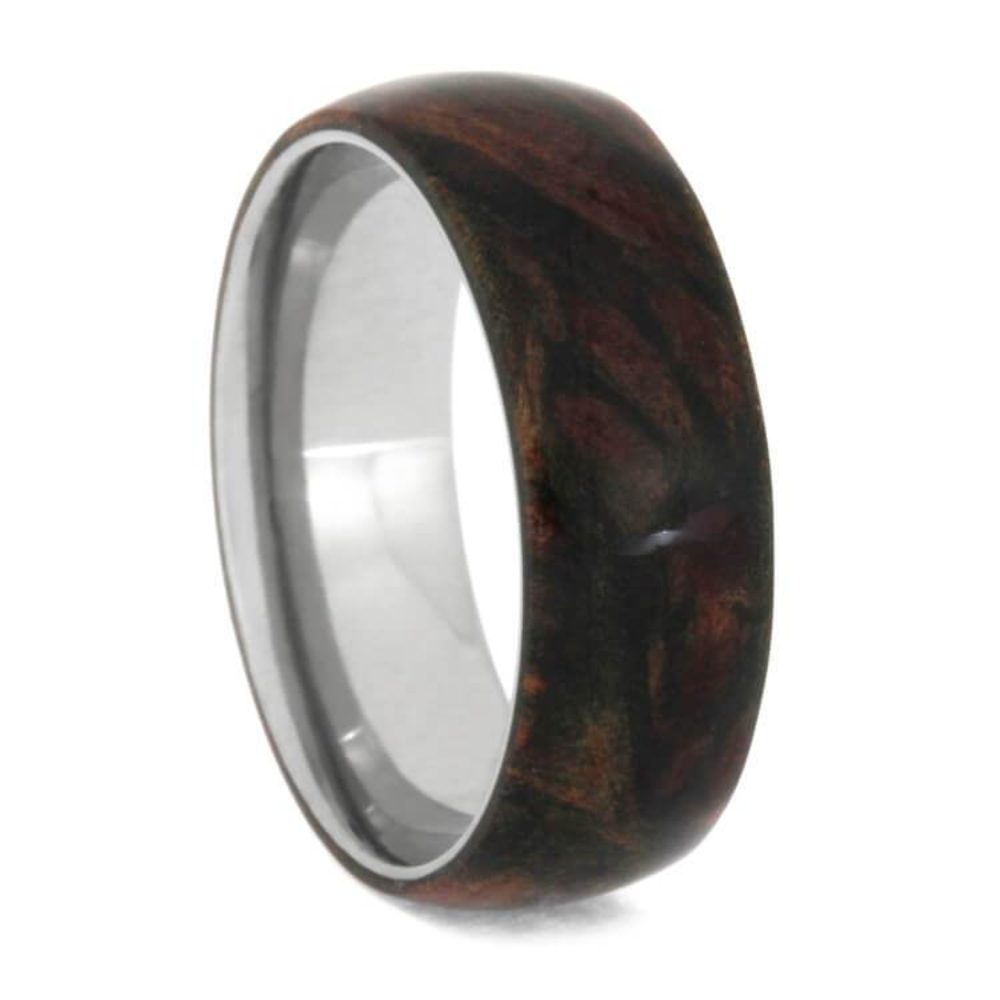 Turquoise Redwood 7mm Titanium Comfort-Fit Wedding Band 