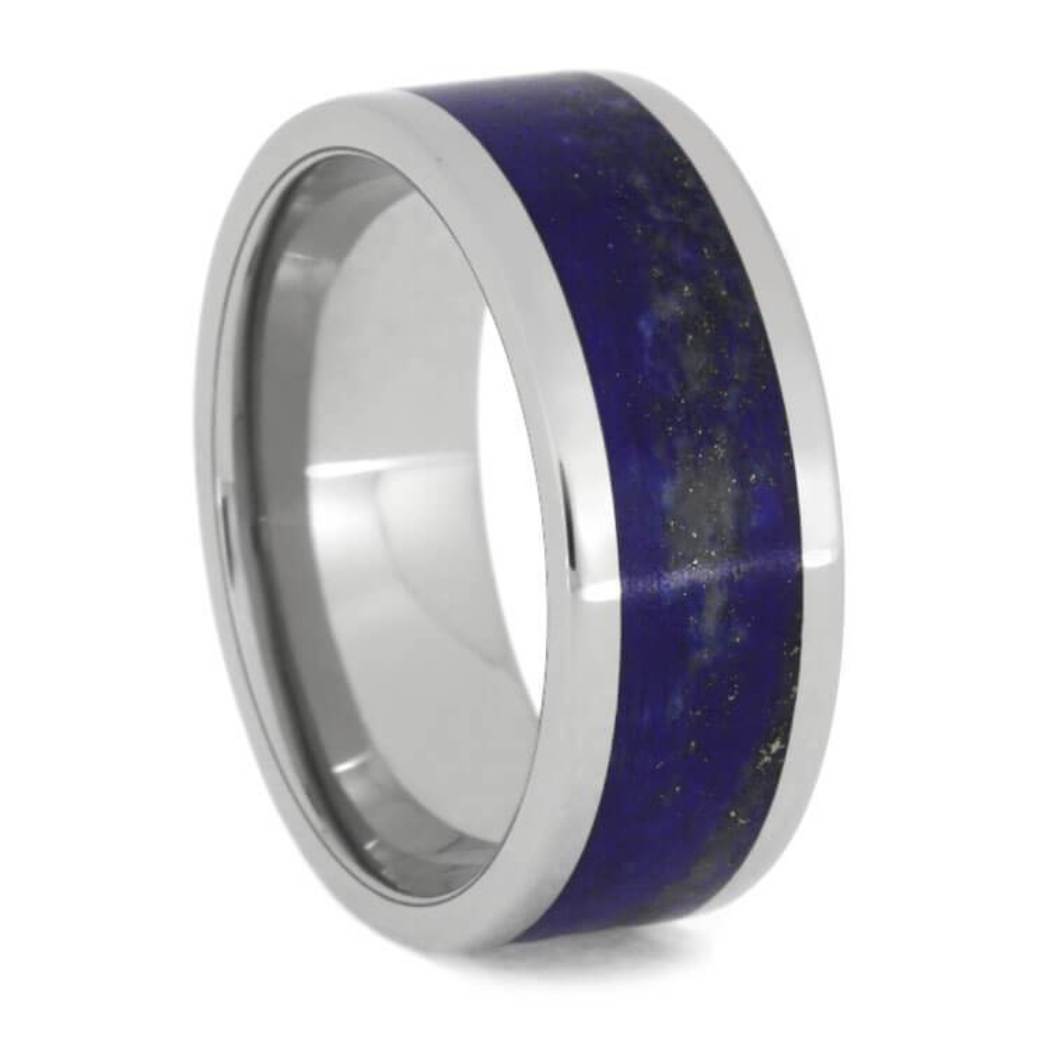 Lapis Lazuli 9mm Titanium Comfort-Fit Wedding Band