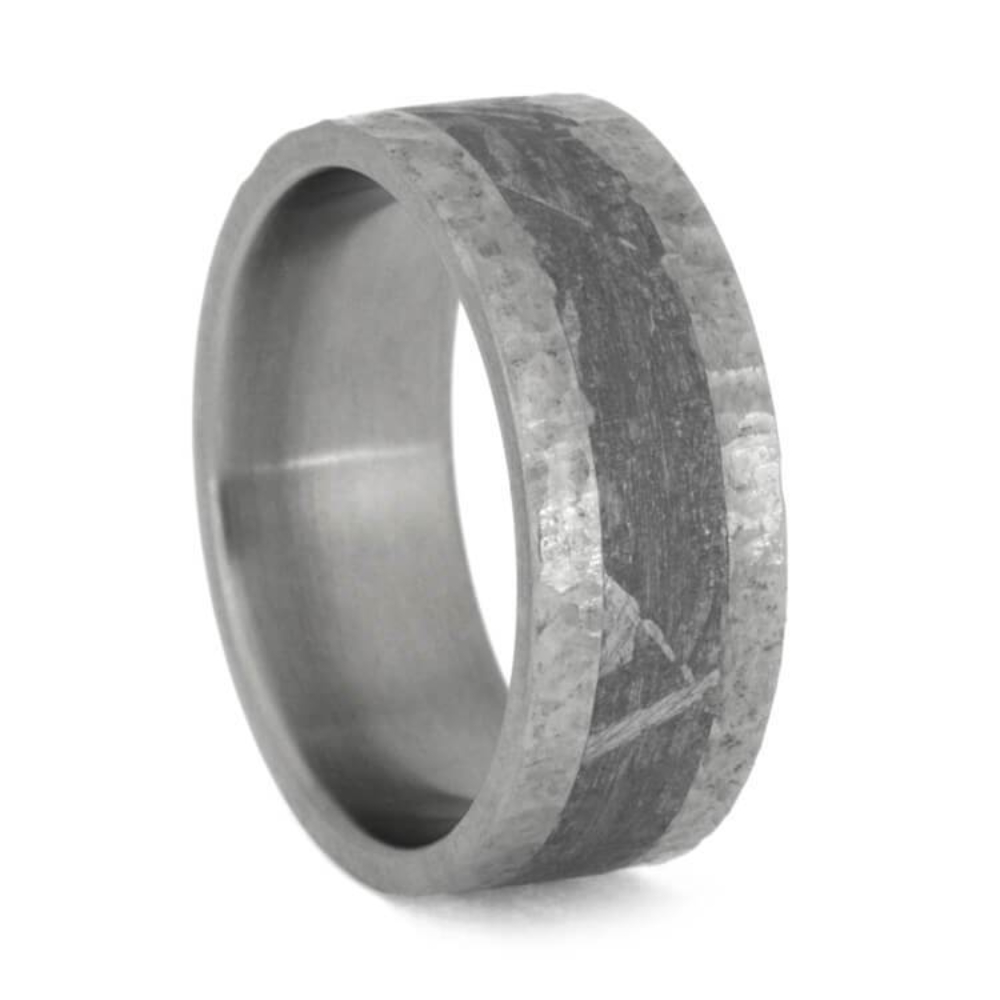 Gibeon Meteorite 8mm Hammered Titanium Comfort-Fit Wedding Band 