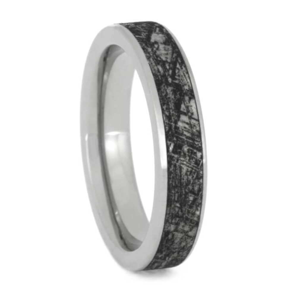 Mimetic Meteorite 4mm Titanium Comfort-Fit Wedding Band 