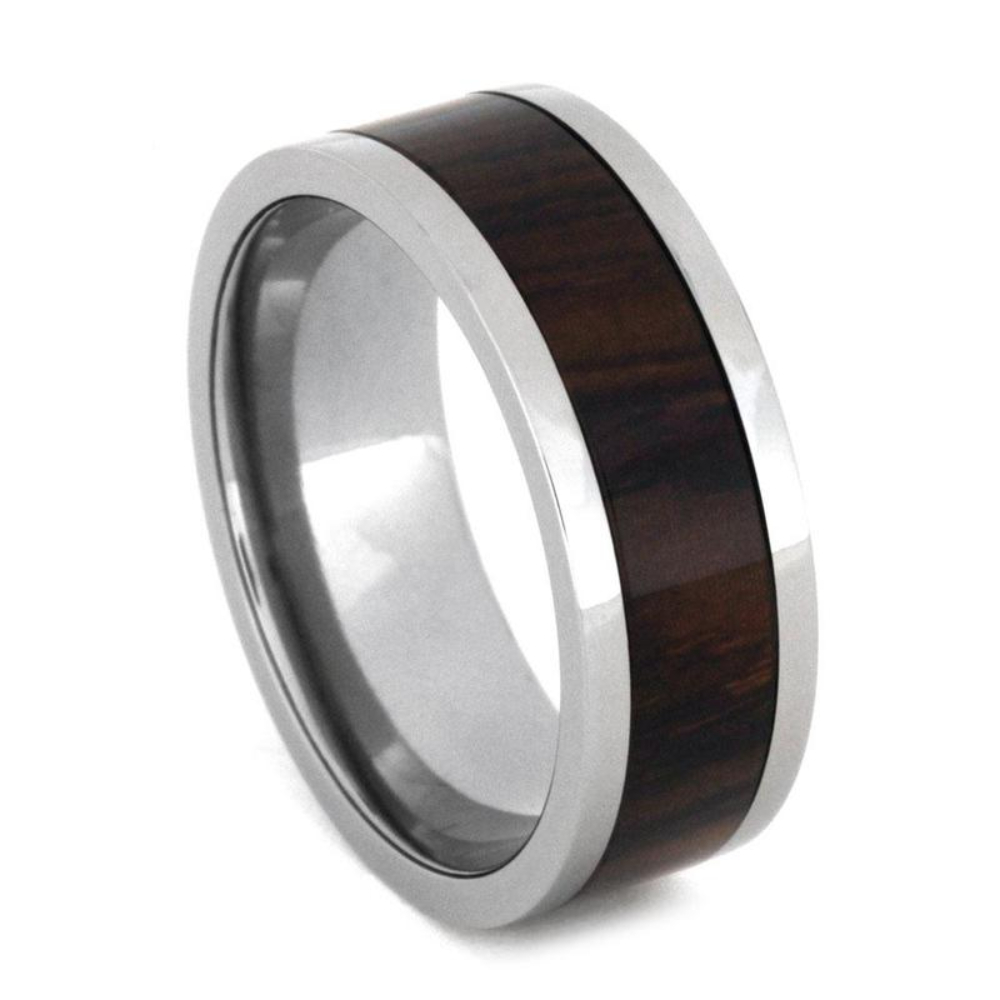 Cocobolo Wood  8mm Titanium Comfort-Fit Wedding Band 