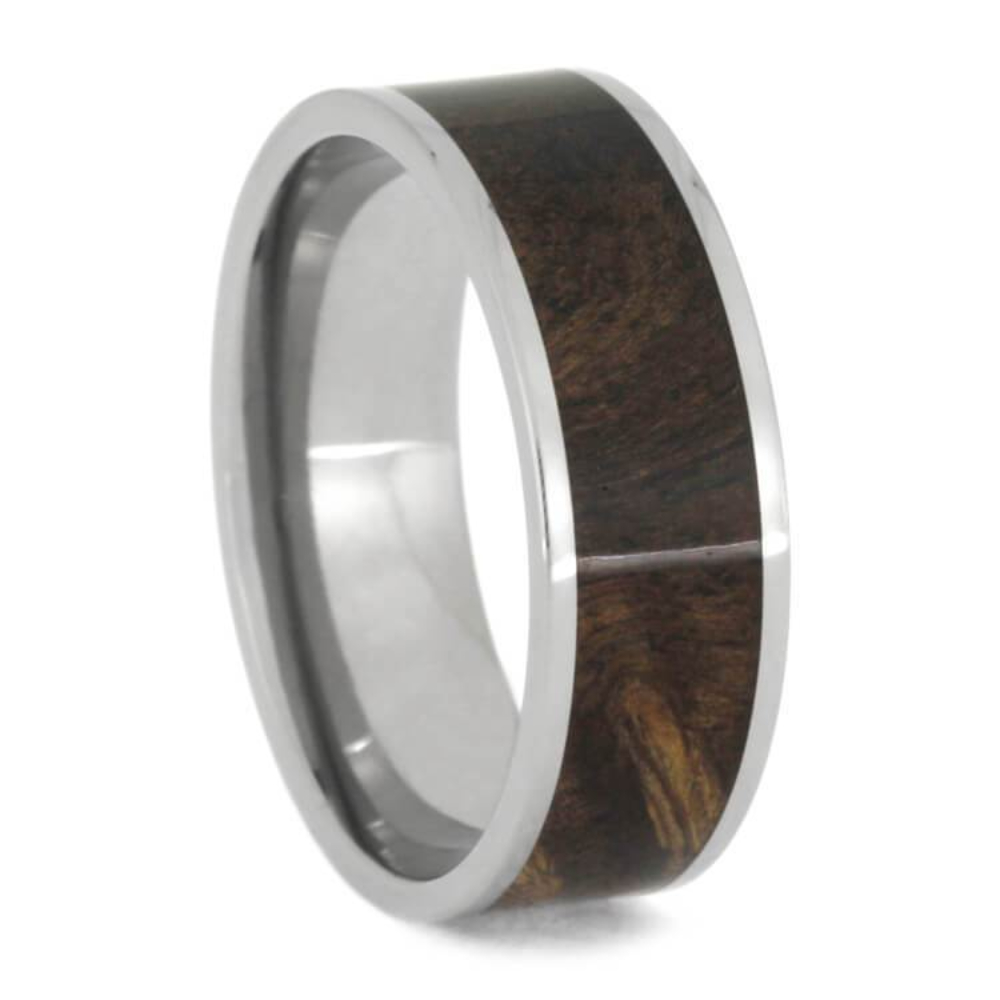 Sindora Wood 8mm Titanium Comfort-Fit Wedding Band 