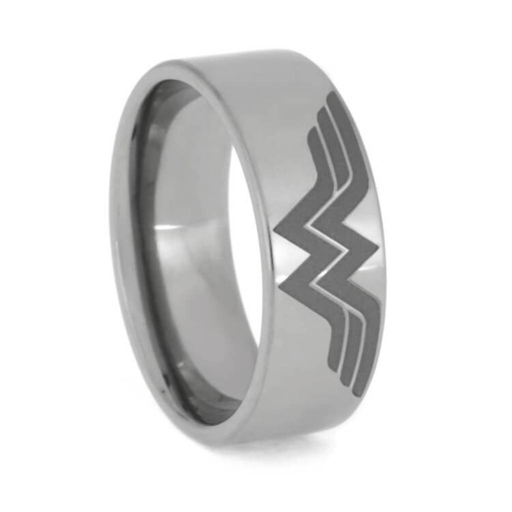 Titanium with Wonder Woman Engraving 8mm Comfort-Fit Band