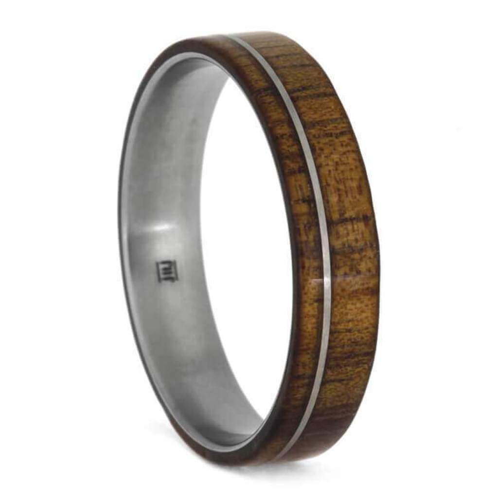 Koa Wood 6mm Matte Titanium Comfort-Fit Wedding Band