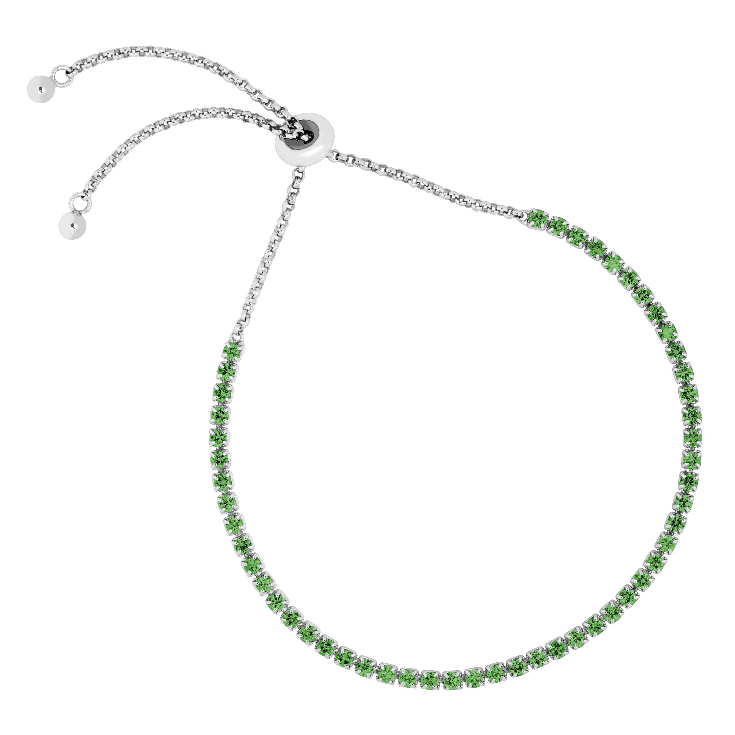 Tennis Bolo CZ Bracelet, Sterling Silver. 