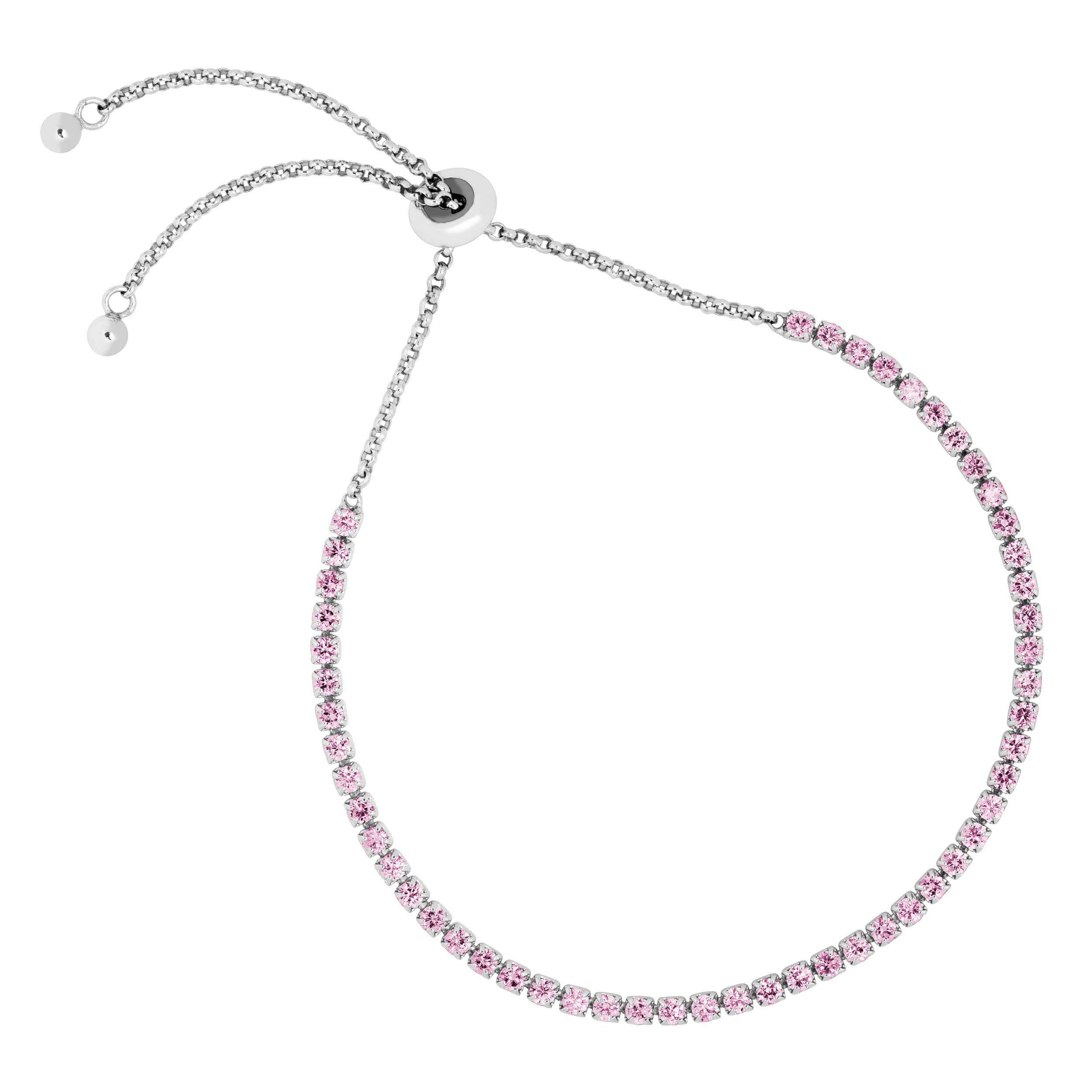 Tennis Bolo CZ Bracelet, Sterling Silver. 