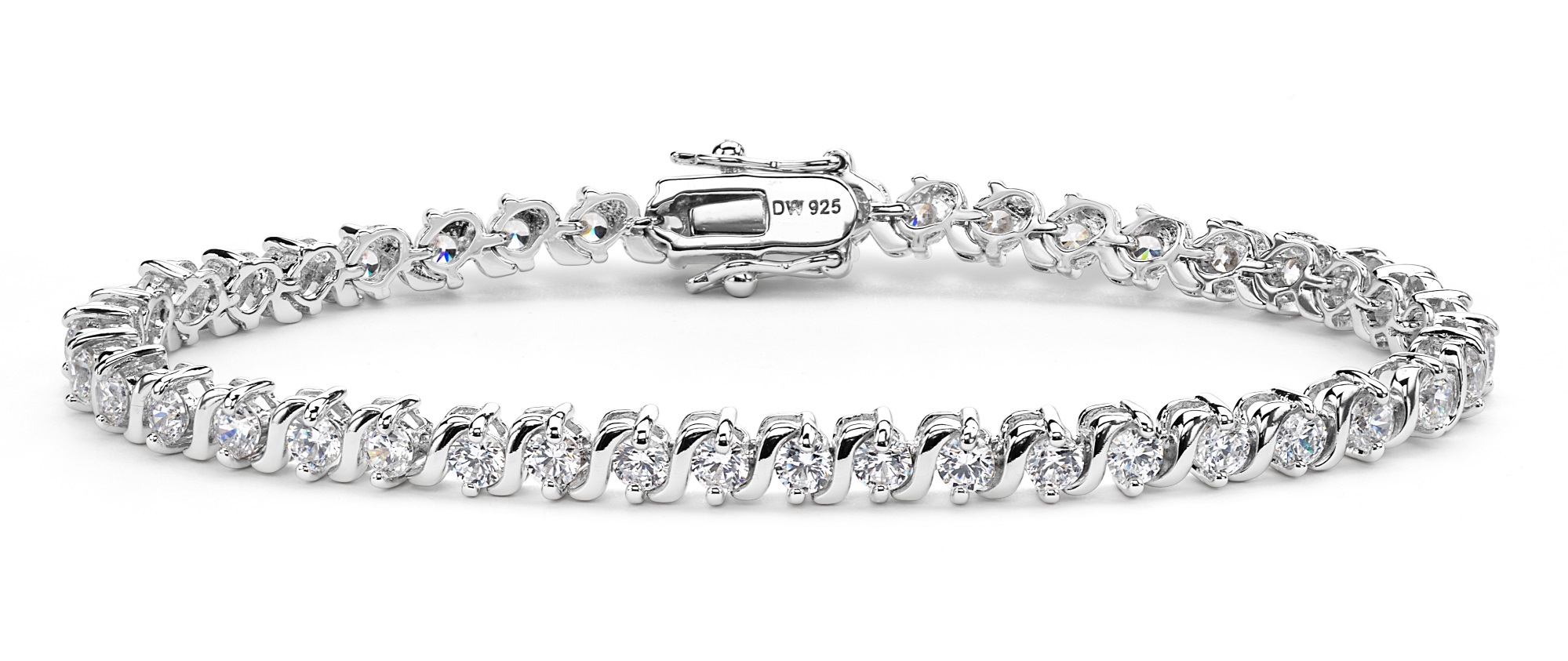 Clear CZ Tennis Bracelets, Rhodium Plated Sterling Silver, 7.25