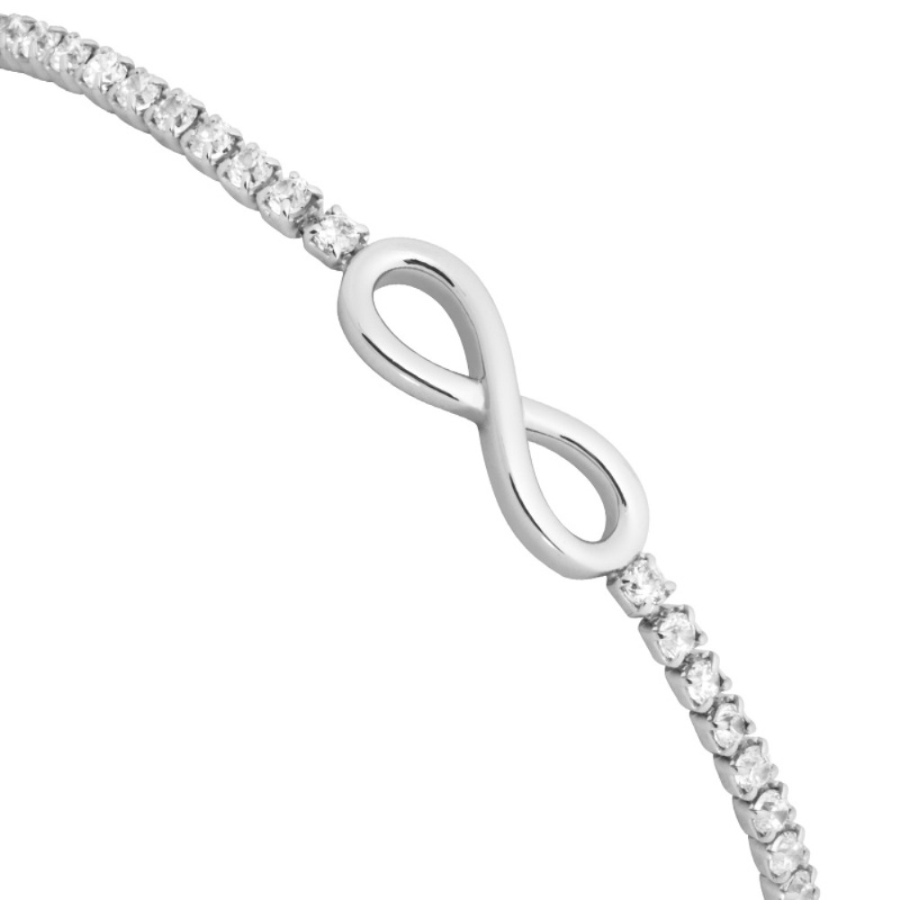 Infinity CZ Bracelet, Sterling Silver. 