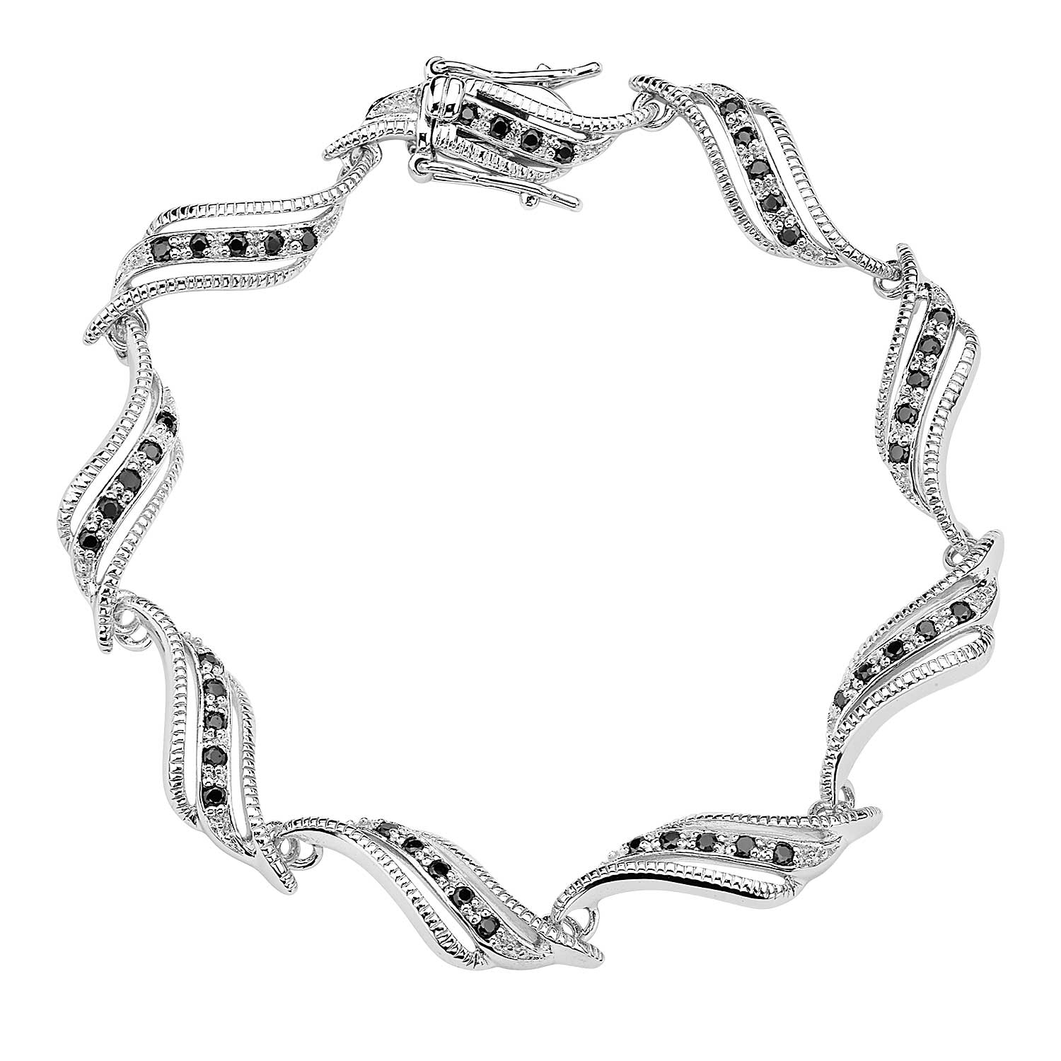 Black CZ  Bracelet, Sterling Silver